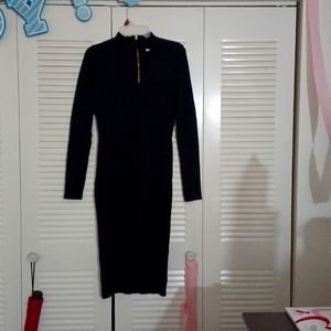 Eliza J (SMALL) BLACK LONG SLEEVE SWEATER DRESS WITH CHOKER NECK